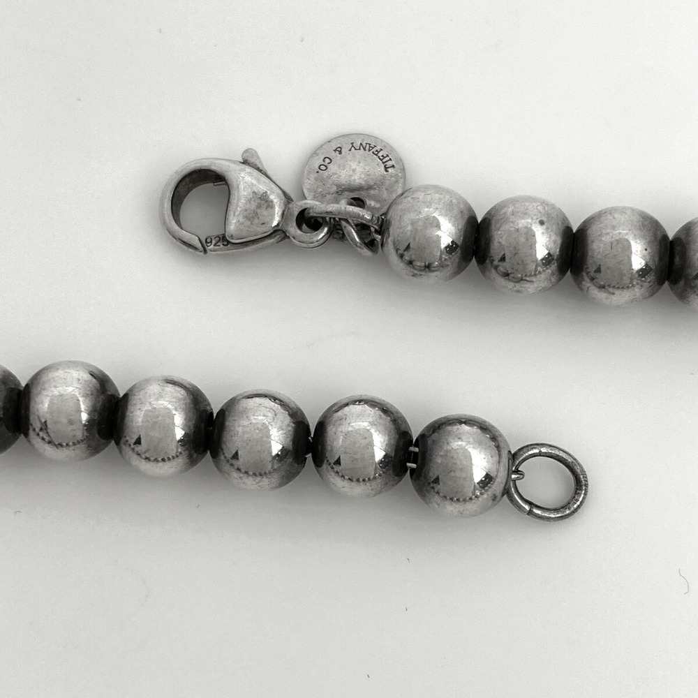 Tiffany Graduated Ball Chain Choker Necklace Silver View 2
